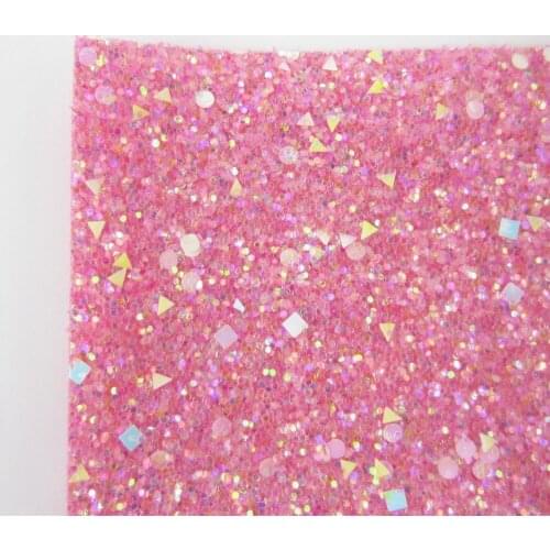 8"x11"(21cmX29cm) Candy Pink chunky glitter faux leather Bow Material Peach pu faux leather For bows craft DIY 1piece K0376-4