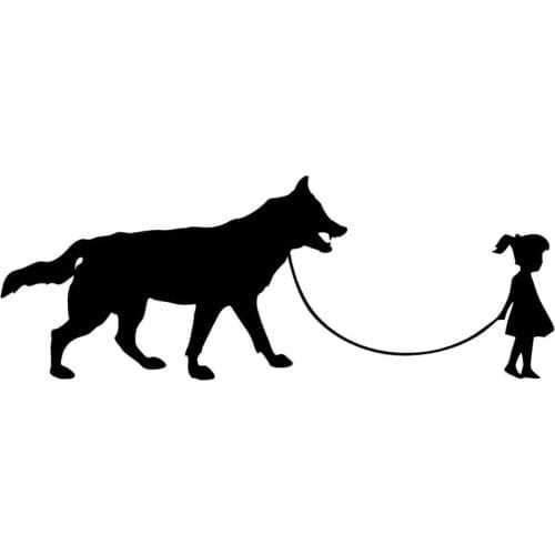 20.3*7.6CM Girl Walking A Wolf Dog Vinyl Decal Sticker Car Window Personality Decorative Accessories C6-0959