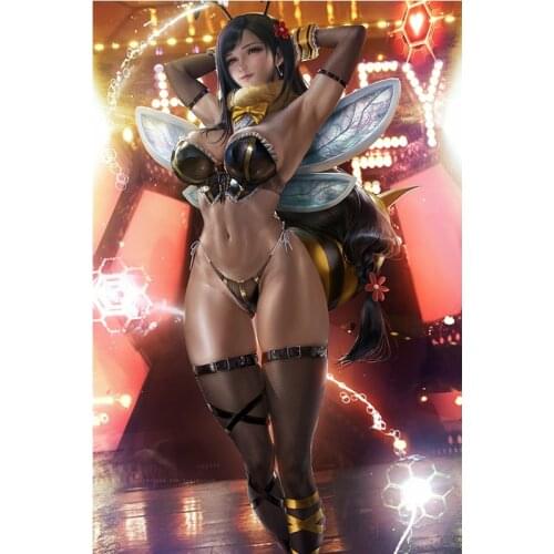 Japanese Anime Game Tifa Wall Posters Custom Sexy Bee Girl Canvas Paintings Game Lover Art Print Hanging Pictures for Bedroom