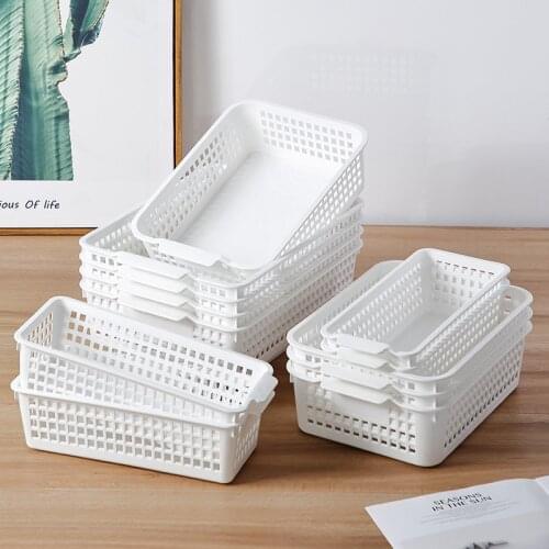 Desktop storage basket household plastic snacks toy sundries storage box bathroom hollow storage basket simple finishing basket