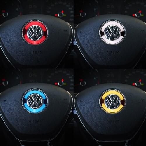 New car styling Car Steering Wheel Center Decoration Ring Shiny circle stickers for Volkswagen VW CADDY TOUAREG GOLF 6 7 MK6
