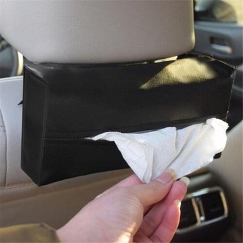 New Universal Car Sun Visor Tissue Box Holder PU Leather Tissue Box Cover Case For Paper Auto Organizer Accessories