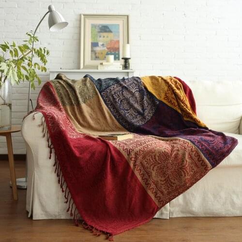 Chenille Sofa Blanket Bohemia Style Blanket For Sofa Living Room Bedroom Multifunction Bedspread Dust Cover Table Cloth Tapestry