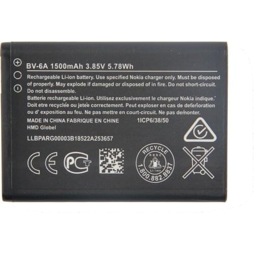 Original BV-6A battery for Nokia Banana 2060 3060 5250 8110 C5-03 1500mAh