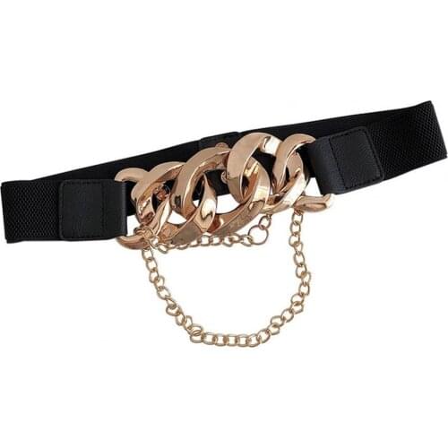 Waist Belt Women Elastic Waist Belt All-match Dress Waistband Metal Buckle Coat Accessories round buckle belt Circle Pin Buckles