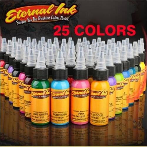 Professional 25 bottle 30ml / bottle Tattoo Ink Set Permanent Make-up Art Pigments 25PCS Eyeliner Pen Tattoo Cosmetics Lip Gloss