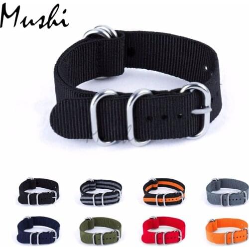 Watch Strap Fabric Nylon Canvas Watchbands Women Men Black Sport Watches Band With 5 Rings Sport Watches Men Women 20, 22, 24mm