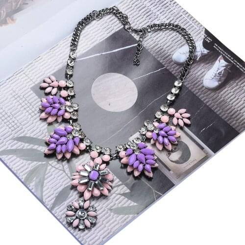 Luxury Crystal Flower Choker Necklace Pendant Fashion Women Multicolor Wedding Maxi Statement Necklace Jewelry Wholesale Gifts