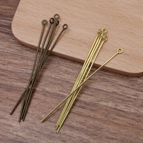SEA MEW 100 PCS 70*1mm Brass Antique Bronze Needles Connecting Pins For Jewelry Making DIY Components