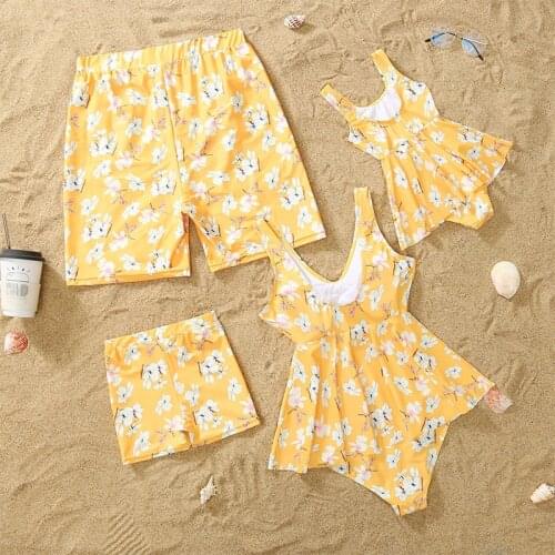 Family Matching Swimsuit One Piece Mom And Daughter Swimwear Child Girl Boy Swimming Beach Suit Father And Son Swim Shorts