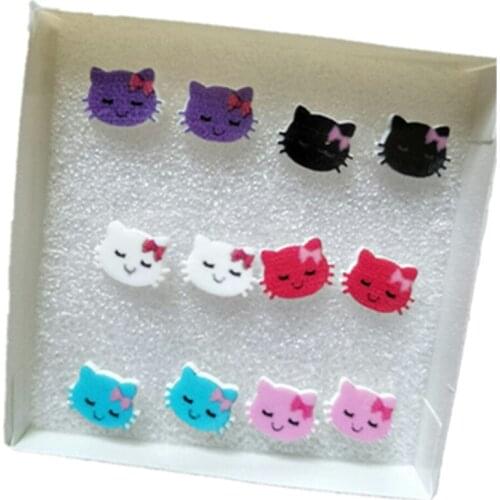 Candy cute KITTY KT CAT bird bear rabbit frog Girls Children Stud Earrings Ladys Allergy Free Pin Earrings Fashion Jewellery