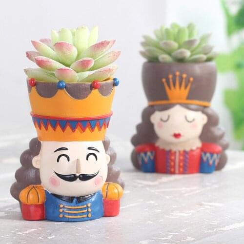 Nordic Ins Character Plant Pot King Queen Succulent Flower Pot Crafts Fairy Garden Home Living Room Desktop Decor Cartoon Gifts