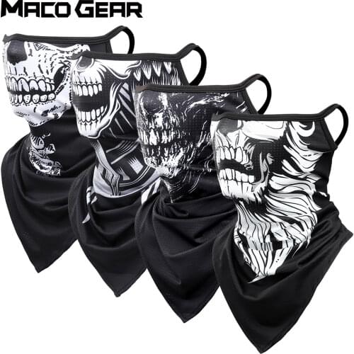 Men Summer Skull Bandana Hanging Ear Triangle Face Mask Cycling Hunting Hike Fishing Ski Sports Outdoor Neck Warmer Scarf Women