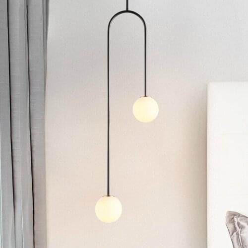 Nordic Minimalism G9 Led Pendant Lights Gold Black Metal Lustre Sofa Side Pendant Lamp Bedroom Glass Pendant Lamp Droplight Lamp
