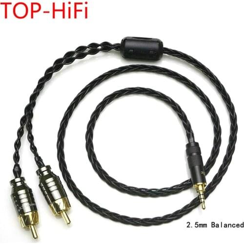 TOP-HiFi 2.5/3.5/4.4mm Balanced Male to 2 RCA Male Audio Adapter Cable 7N OCC Silver plated Cable