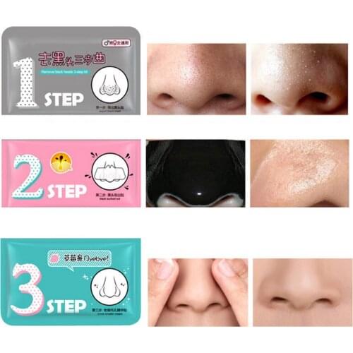 Remove Blackheads Deep Cleaning Shrink Pores Acne Nose 3 Steps Paste Cleanser Face Noses Care Improve Skin Problems @ME8