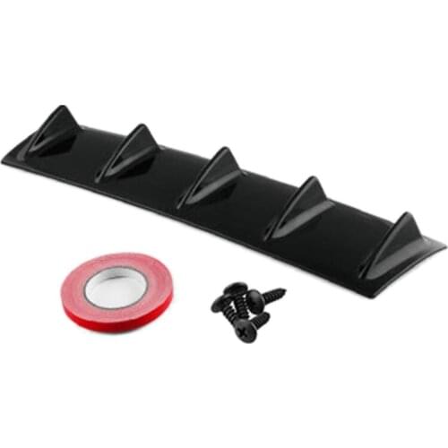 Hot 58.4x15.2Cm Style Universal Rear Bumper Lip Diffuser 5 Fin Gloss Black Abs Car Diffuser Fin Shark Style