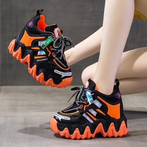 Spring and autumn fashion womens sports shoes trend color matching 10 cm heightened thick bottom wear-resistant casual shoes