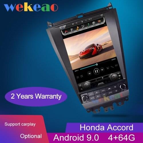Wekeao Vertical Screen Tesla Style 12.1'' Android 9.0 Car Radio GPS Navigation For Honda Accord Car DVD Player 2004-2007 WIFI 4G