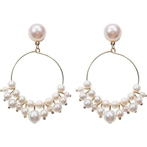 2020 New Flower circle Pearl Tassel Earrings Fashion Jewelry for Woman Earrings Jewelry Accessories party gift