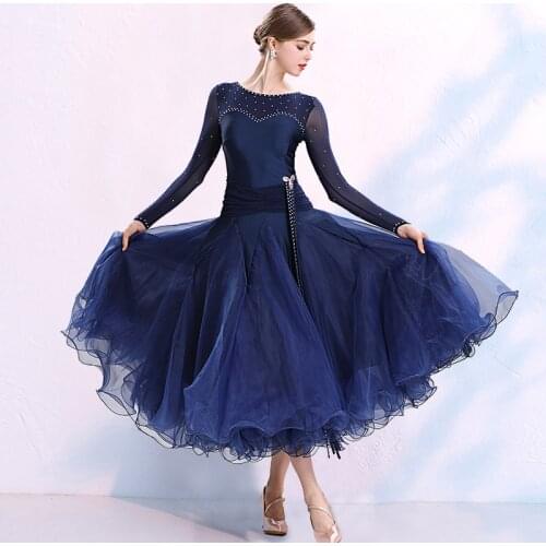 Ballroom Dance Competition Dresses Waltz Dance Costumes Women Dance Wear Long Sleeves Foxtrot Tango Spanish Flamenco Dress