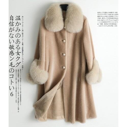 Women Real Fur Coat Korean Sheep Shearing Fox Fur Collar Autumn Winter Coat Women Clothes 2020 Suede Lining Tops 968796 YY1868