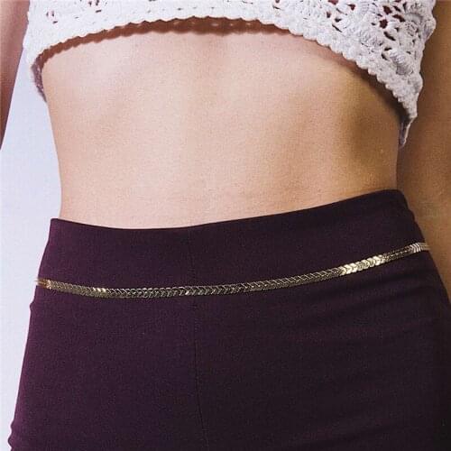 AWAYTR Sexy Beach Bikini Metal Waist Chain Body Chain Belt High Waist Jeans Pants Chains Shiny Clothing Accessories