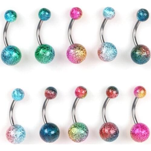 10PCS Stainless Steel Belly Button Rings Navel Piercing Nombril Ear Piercing Navel Earring Belly Piercings Body Jewelry Pircings