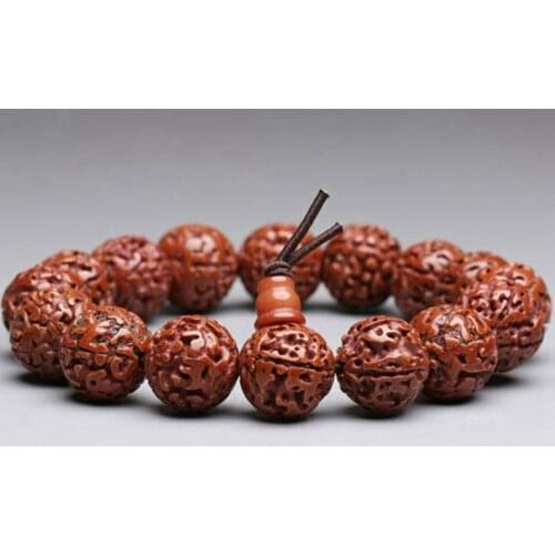 12-14mm Old Polish Rudraksha seeds Tibetan Buddhism Amulet Bracelet