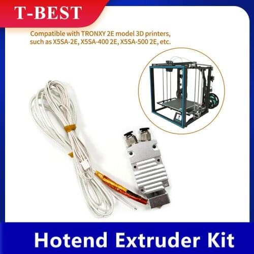 TRONXY 2 in 1 Out Dual Color Hotend Extruder Kit with Heater Wire Thermistor 0.4mm Brass Nozzle 24V for TRONXY 2E 3D Printer