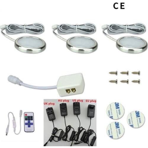 3/4/6/8 Pcs Under Cabinet Lights 2.5W Led Puck Light 10 Level Remote Control Dimmable Kitchen Lights Counter Bar Lamp Decoration