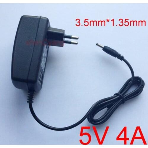50PCS 5V4A AC 100V-240V Converter Adapter DC 5V 4A 4000mA Power Supply EU Plug 3.5mm x1.35mm