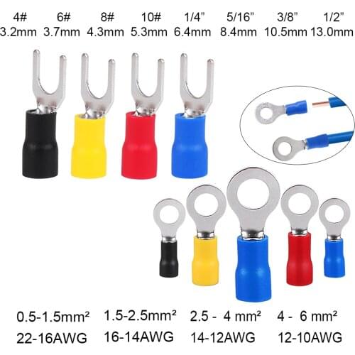 60Pcs Ring Terminals Crimp Connector Wire Terminal Cable Electric Connector Assortment Car Accessories Rv Terminator Contacts