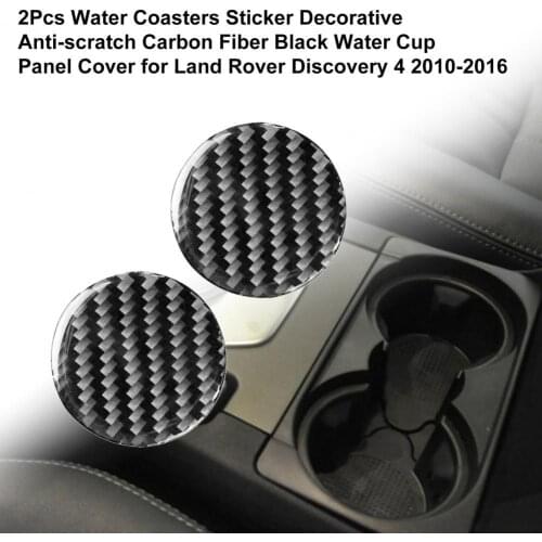 80% Hot Sales!! 2Pcs Water Coasters Sticker Decorative Anti-scratch Carbon Fiber Black Water Cup Panel Cover for Land Rover Disc