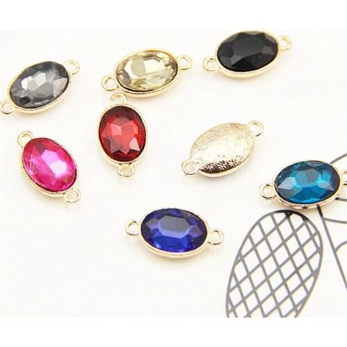 Free Shipping 60pcs/Lot 10*14MM Crystal Rhinestone Paved Oval Jewelry Bracelet Connector Charms Ornament Accessories Pendants