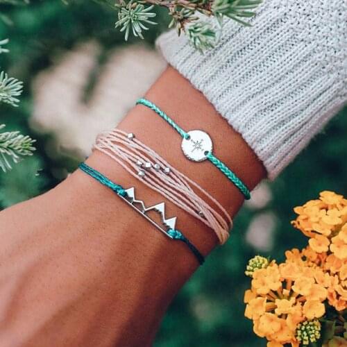 Bohemian 3-Piece Set Mountain Compass Bracelet Creative Climbers Rope Bracelet Accessories For Men Women Fashion Party Jewelry