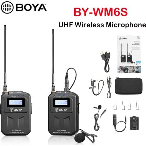 BOYA BY-WM6S UHF Wireless Lavalier Microphone System Condensador Microfone Mic for Smartphone Tablet DSLR SLR Camera Camcorder