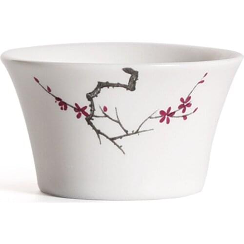 White Porcelain Teacups Tea Set High Quality Tea Bowl Accessories Mug Handpainted Plum Blossom Tea Cup Matte