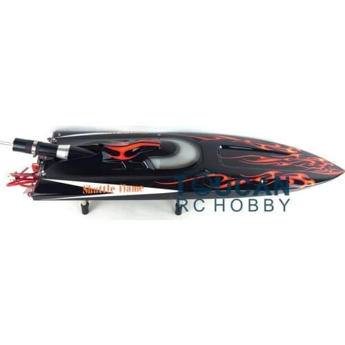 G30D ARTR Fiberglass RC Monohull Boat 30CC Engine WaterCoolingSys Black with Red Flames TH02715