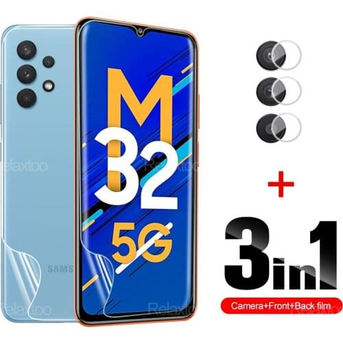 6in1 Hydrogel Film Protective For Samsung M32 5G Back+Front= Camera Lens Protection Film For Galaxy M32 4G M 32 Not Glass