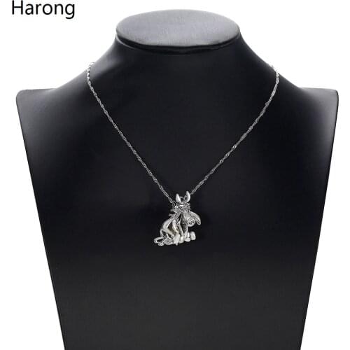Classic Cartoon Winnie Eeyore Pearl Necklace Silver Plated Cage Removable Pendant Locket Necklaces Kids Jewelry Birthday Gift