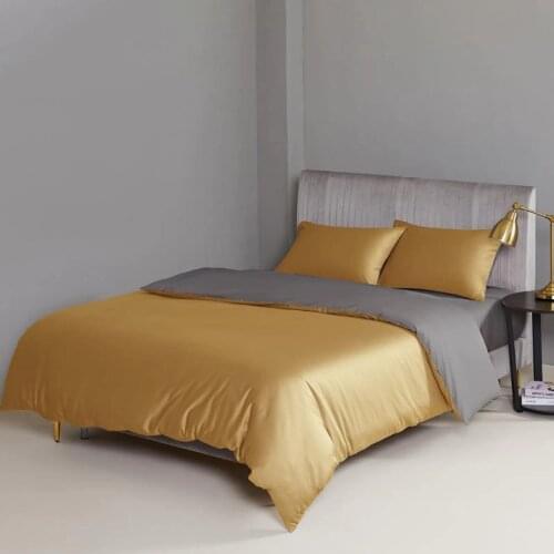 4Pcs Reversible Color Duvet Cover Bed Sheet Set Twin Queen King size 100%Egyptian Cotton Skin-Friendly Solid Color Bedding Set