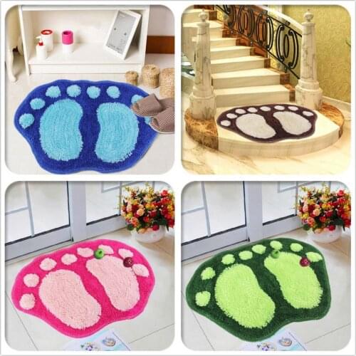 Cute Big Feet Shaggy Carpet Absorbent Anti-slip Mat Bedroom Bathroom Floor Door Mat Bibulous Floor Mat 40*60cm Fast Shipping
