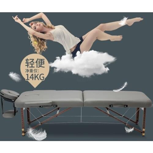Massage Table Bed Section Folding Couch Bed Lightweight Beauty Salon Tattoo Therapy Wooden Frame 60 70 cm width -Black