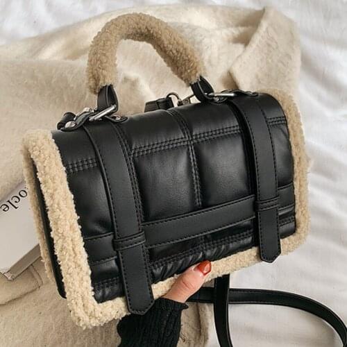 Fashion Brands Plush Womens Handbag Lambswool Pu Leather Shoulder Crossbody Bags for Women 2021 Designer Messenger Bag Purses