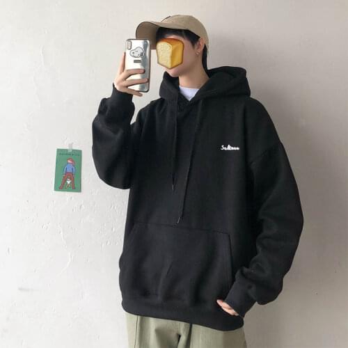 Men Oversized Hooded Pullovers Autumn Mens Solid Color Hoodies Harajuku Letter Printed Man Loose Sweatshirts