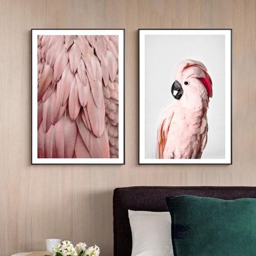 Pink Cockatoo Art Print Animals Wall Art Poster Parrot Feathers Pictures For Living Room Home Decor Wall Canvas Print Painting