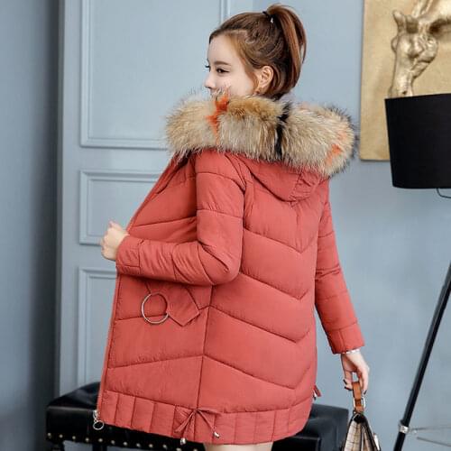 2020 New Women Parkas Winter Jacket Fur Collar Hooded Cotton Padded Jacket Warm Thicken Long Coat Parka Outwear Plus Size P926