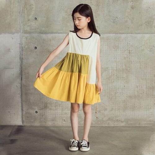 Teenager Princess Dress Striped Sleeveless Girl Dress 2021Spring Patchwork Summer Kids Dresses For Girls Sleeveless Ruffles