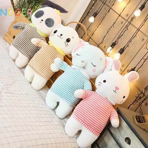 Nooer Striped Rabbit Cat Panda Elephant Reading Pillow Animal Stuffed Toys for Women Girl Boy Plush Toy Pillows Birthday Gift